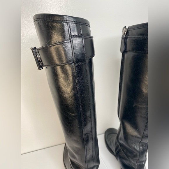 TORY BURCH Grace Black Knee-High Leather Riding Boots - Picture 8 of 12